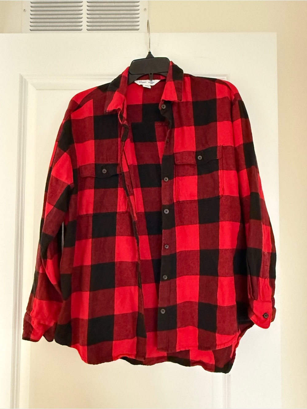 Old Navy Red and Black Plaid Button-Down Shirt